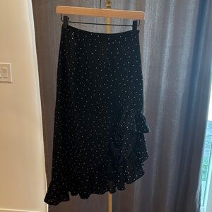 Honey Punch Black Asymmetrical Skirt with White Dots